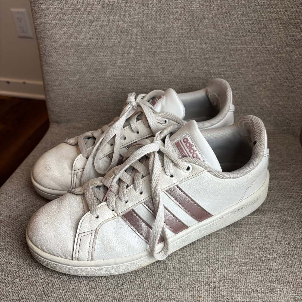 Adidas Cloudfoam Advantage Women's Tennis Shoes Size 9 White Rose Gold DA9524